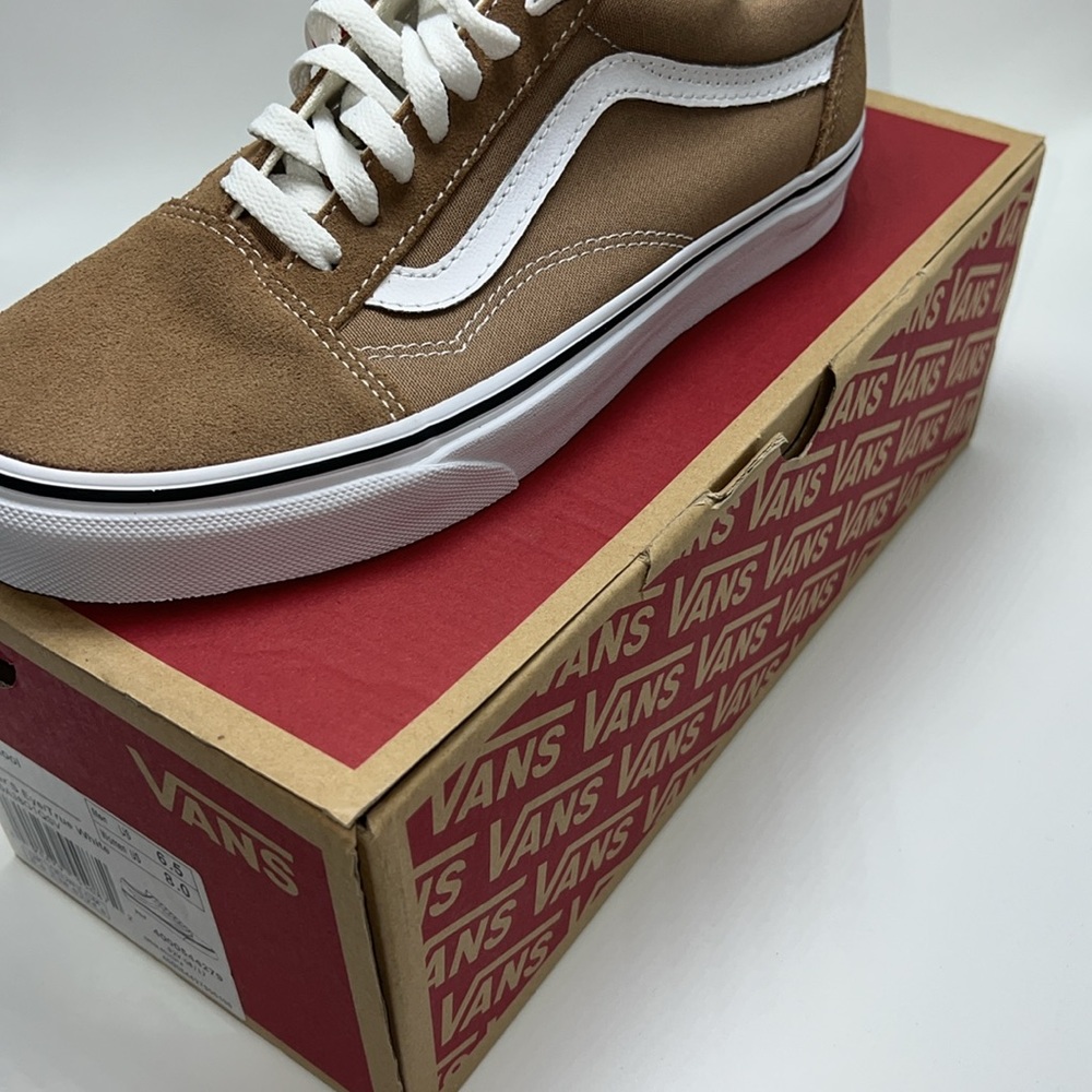 🤎NWT VANS OLD SKOOL VINTAGE SNEAKER IN TIGERS EYE/TRUE WHITE - Picture 10 of 15